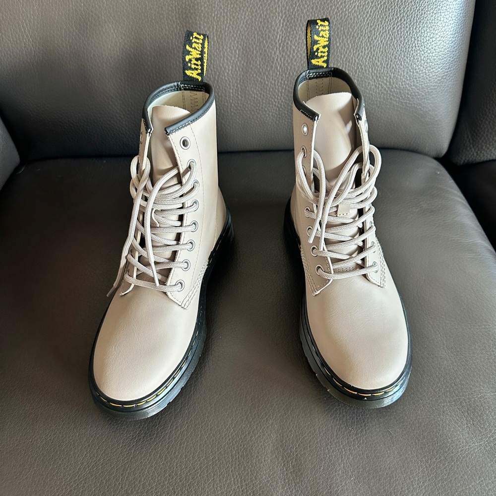 Brand New- Never Worn- Dr. Martens Taupe Lace-Up Boots